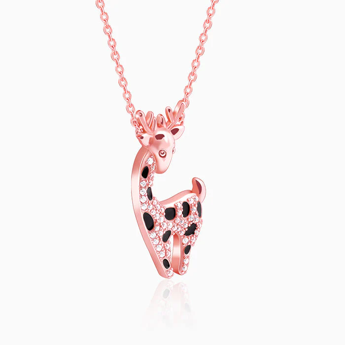 Rose Gold Giraffe Pendant With Link Chain - Image 4