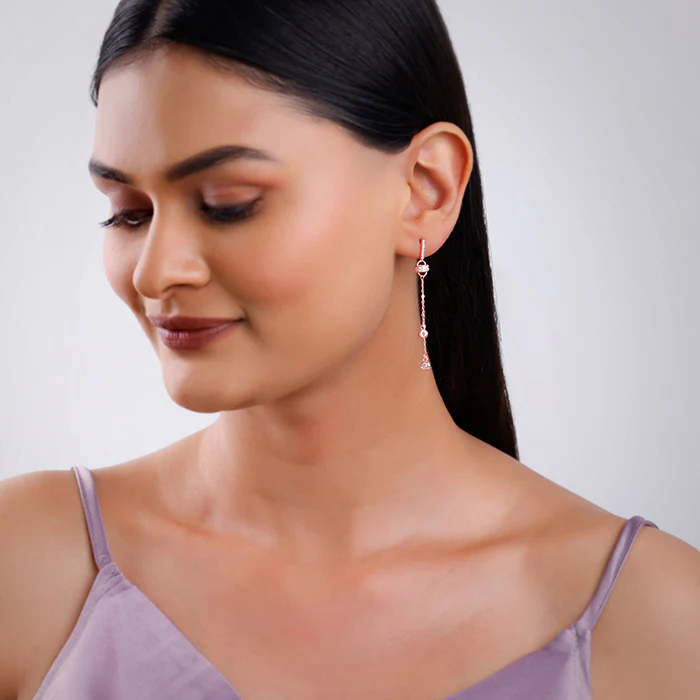 Rose Gold Glam Drop Earrings - Image 3