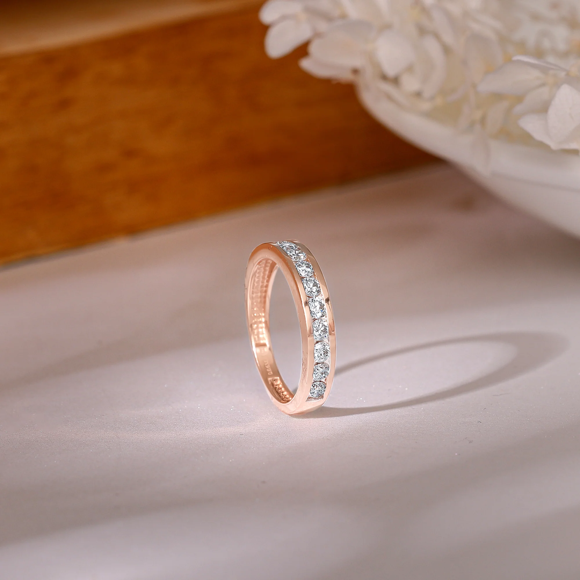 Rose Gold Glistening Amber Diamond Ring - Image 2
