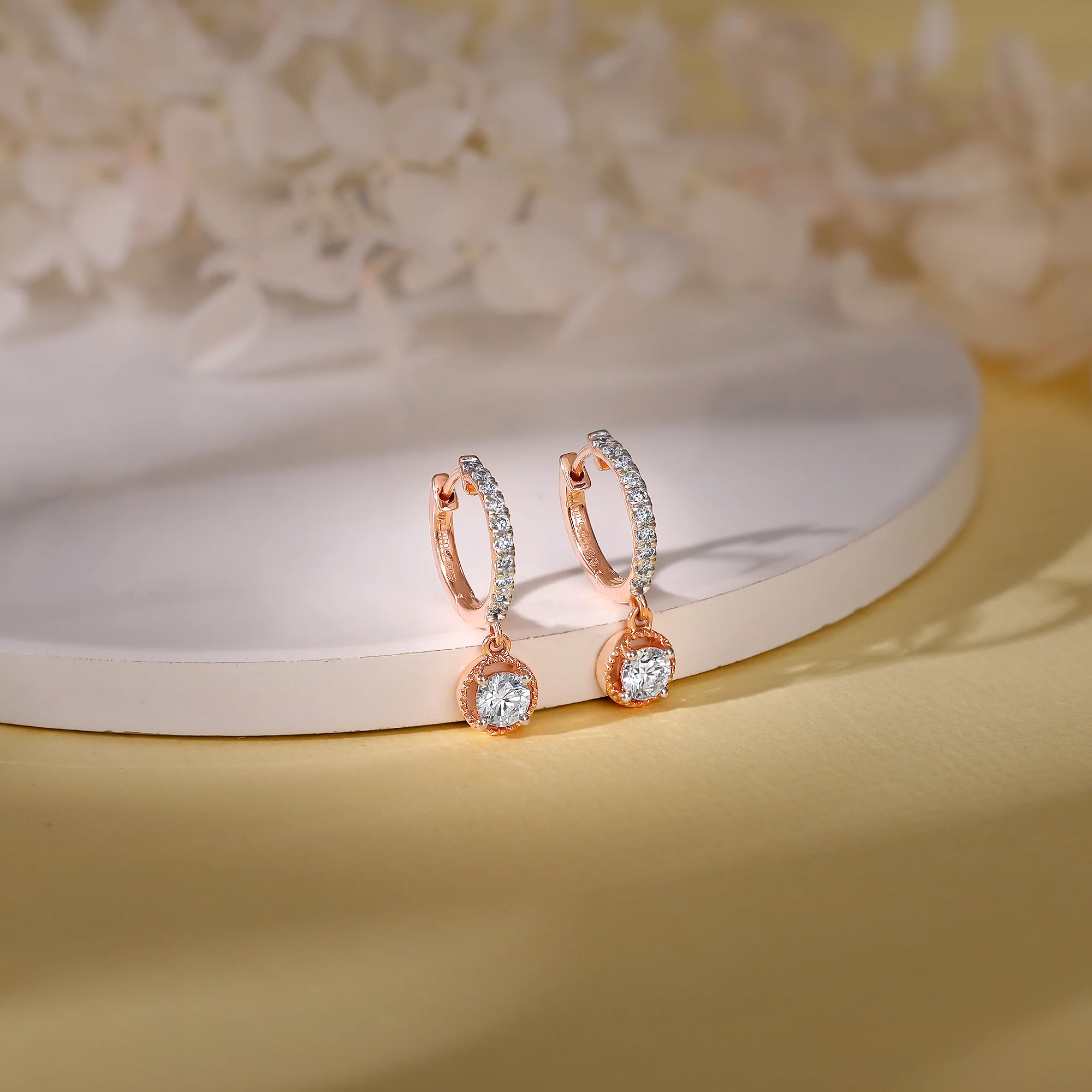 Rose Gold Glittering Drop Lab Grown Diamond Earrings - Image 2