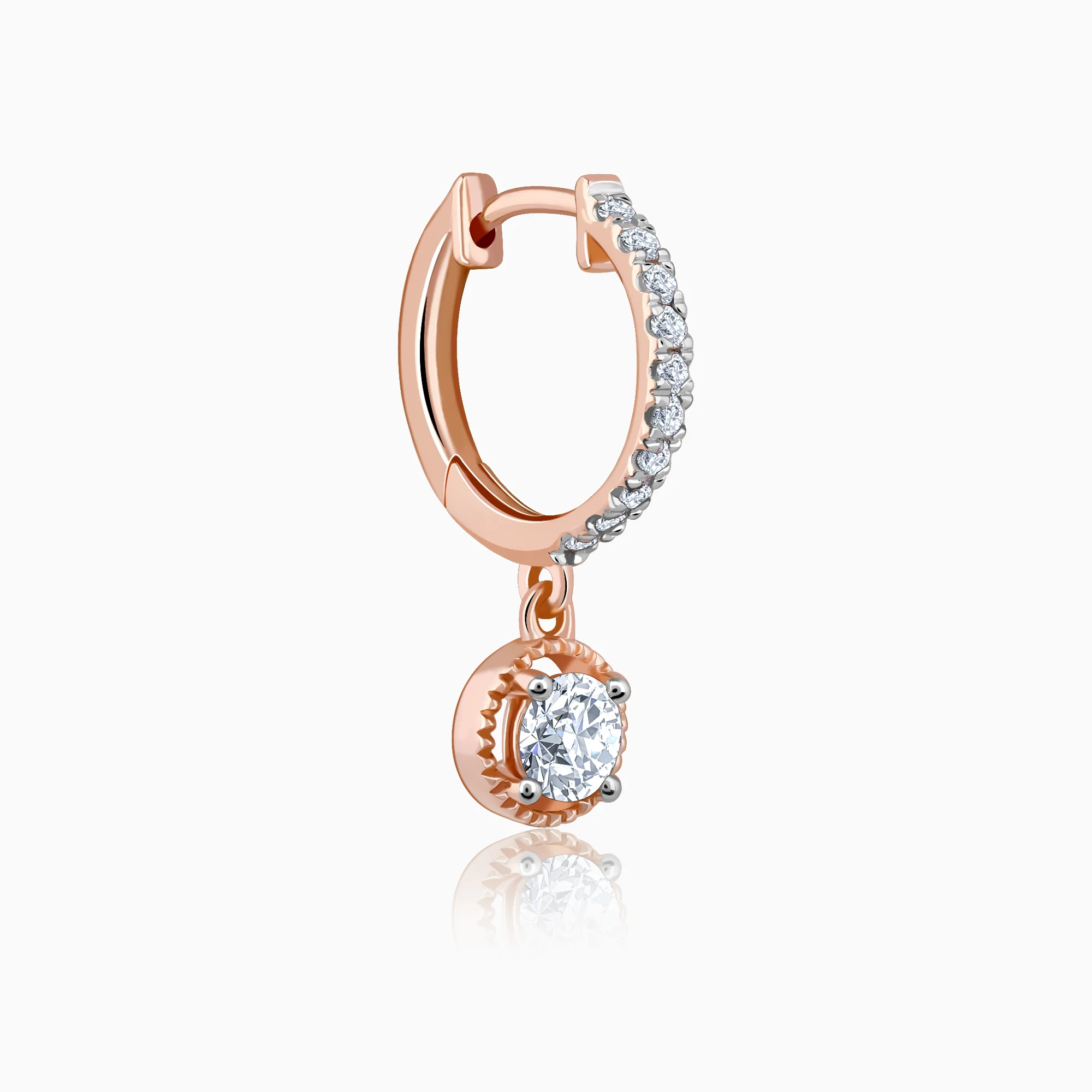 Rose Gold Glittering Solitaire Diamond Drop Earrings - Image 4