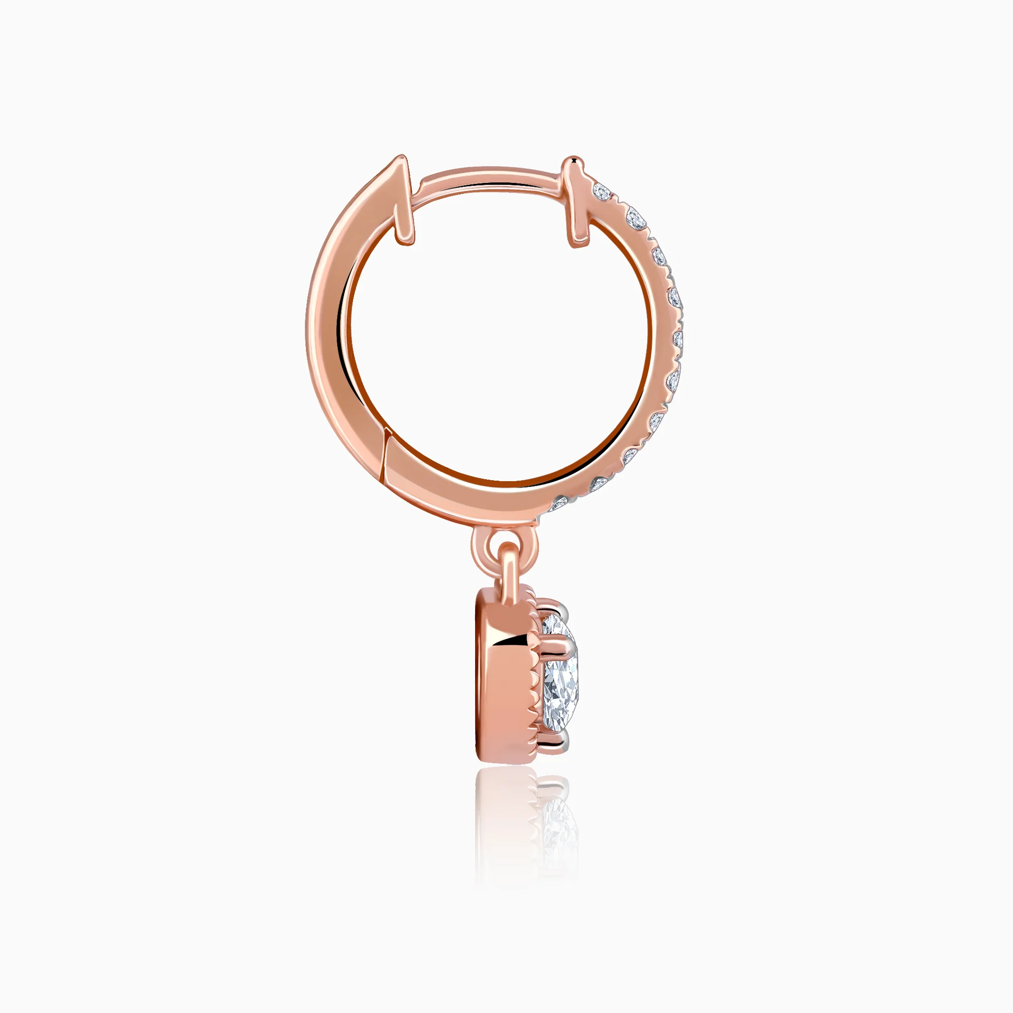 Rose Gold Glittering Solitaire Diamond Drop Earrings - Image 5