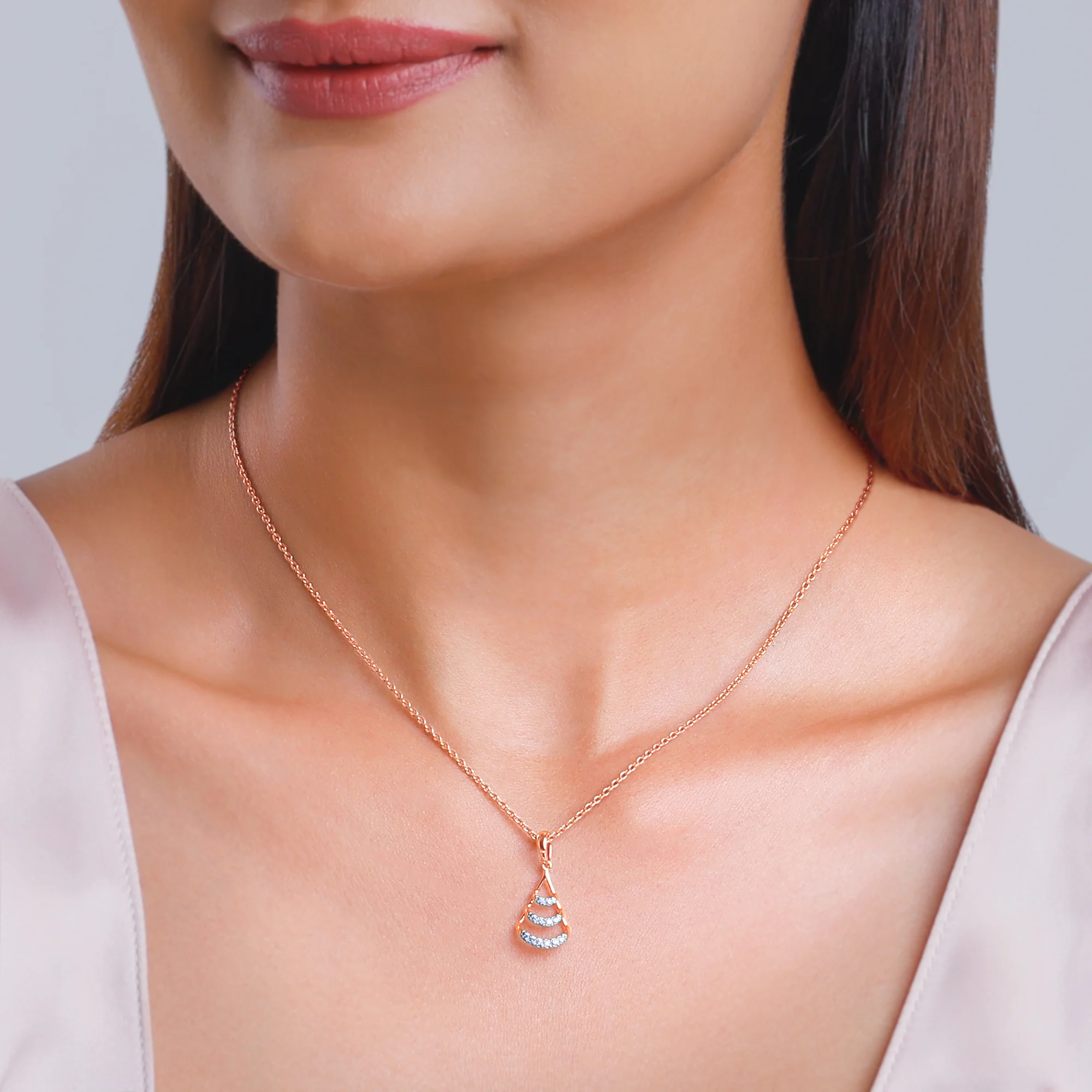 Rose Gold Globule Diamond Pendant - Image 3