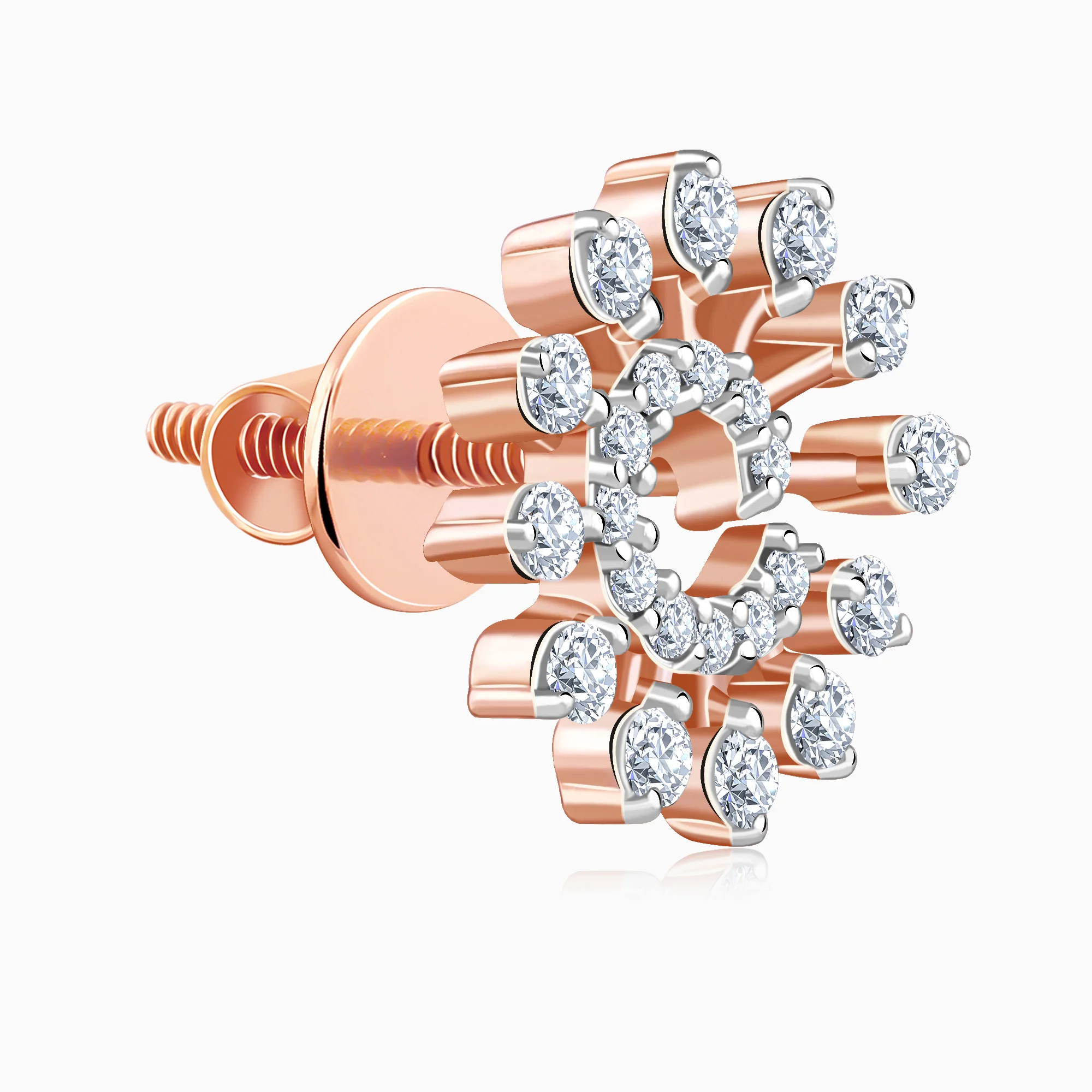 Rose Gold Glowing Sun Lab Grown Diamond Earrings - Image 4