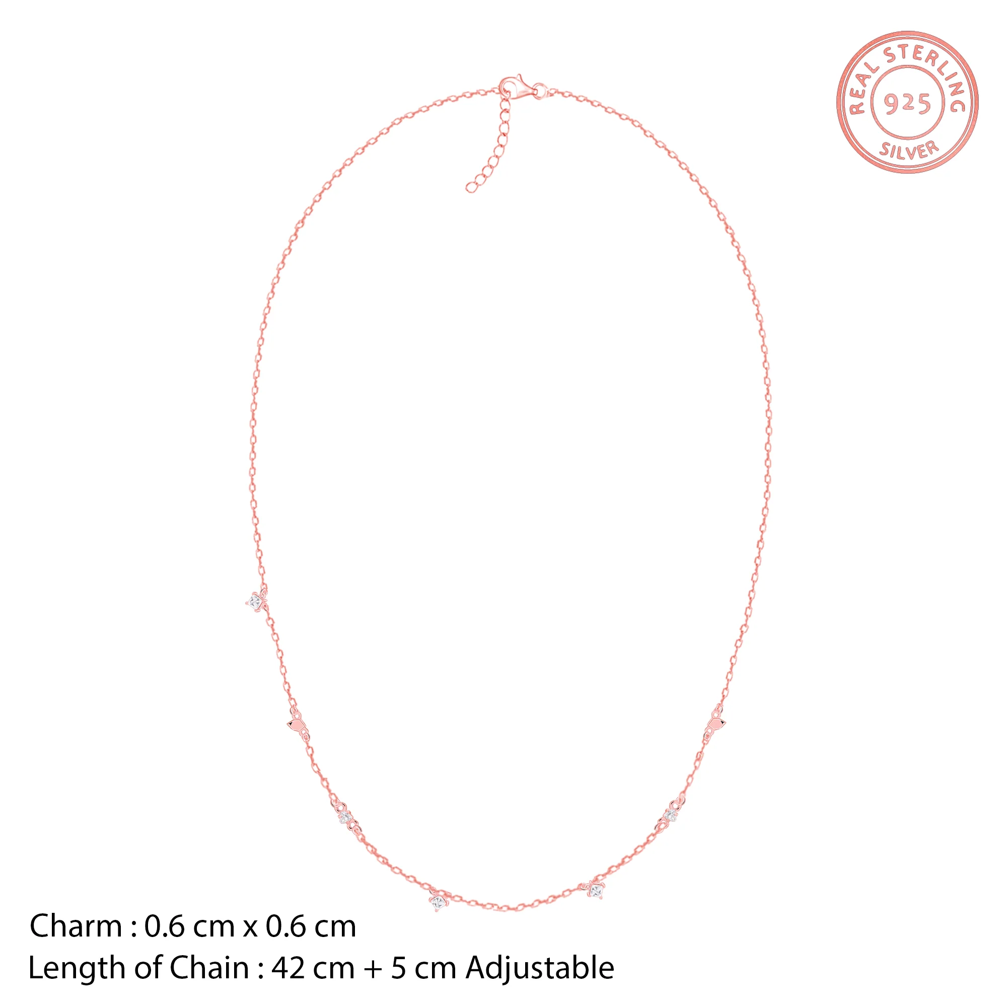 Rose Gold Gometric Charm Necklace - Image 4