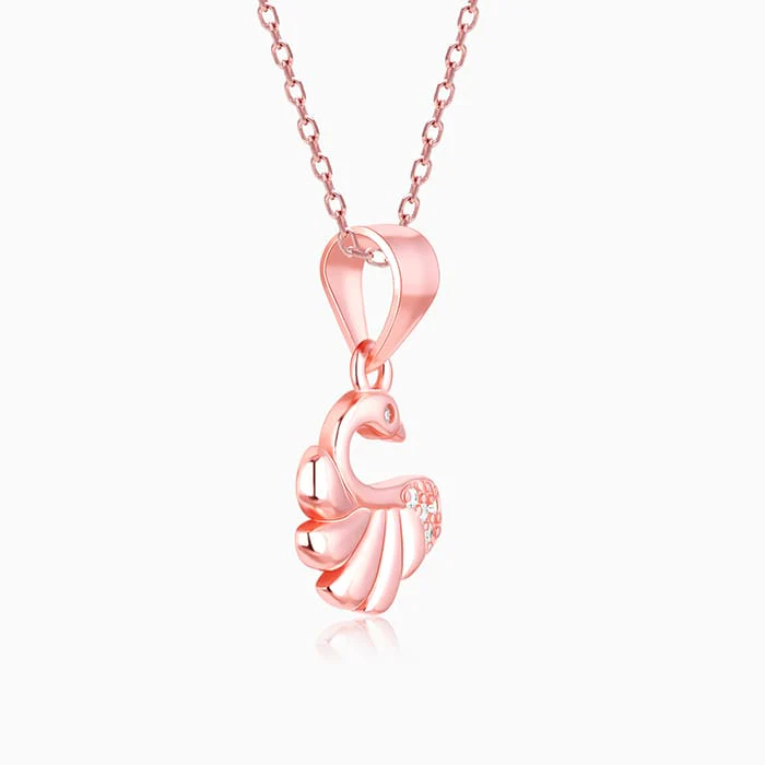 Rose Gold Graceful Swan Pendant With Link Chain - Image 4