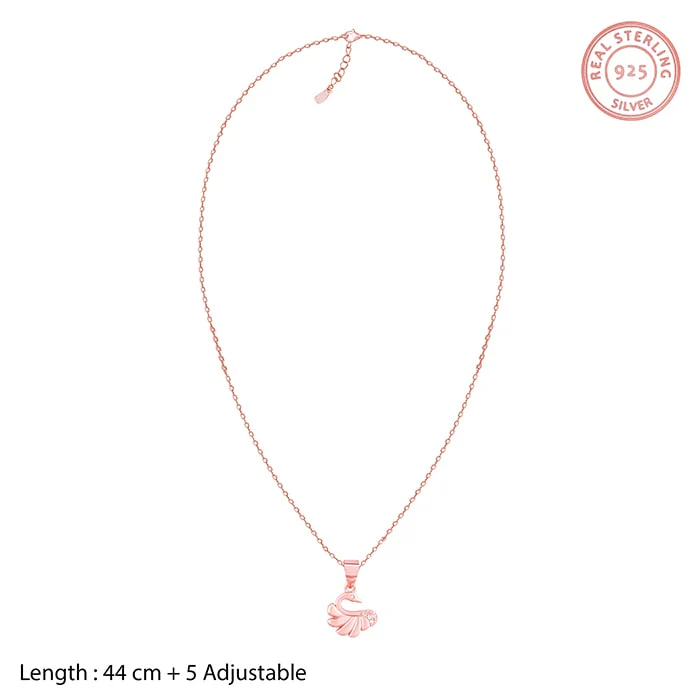 Rose Gold Graceful Swan Pendant With Link Chain - Image 6