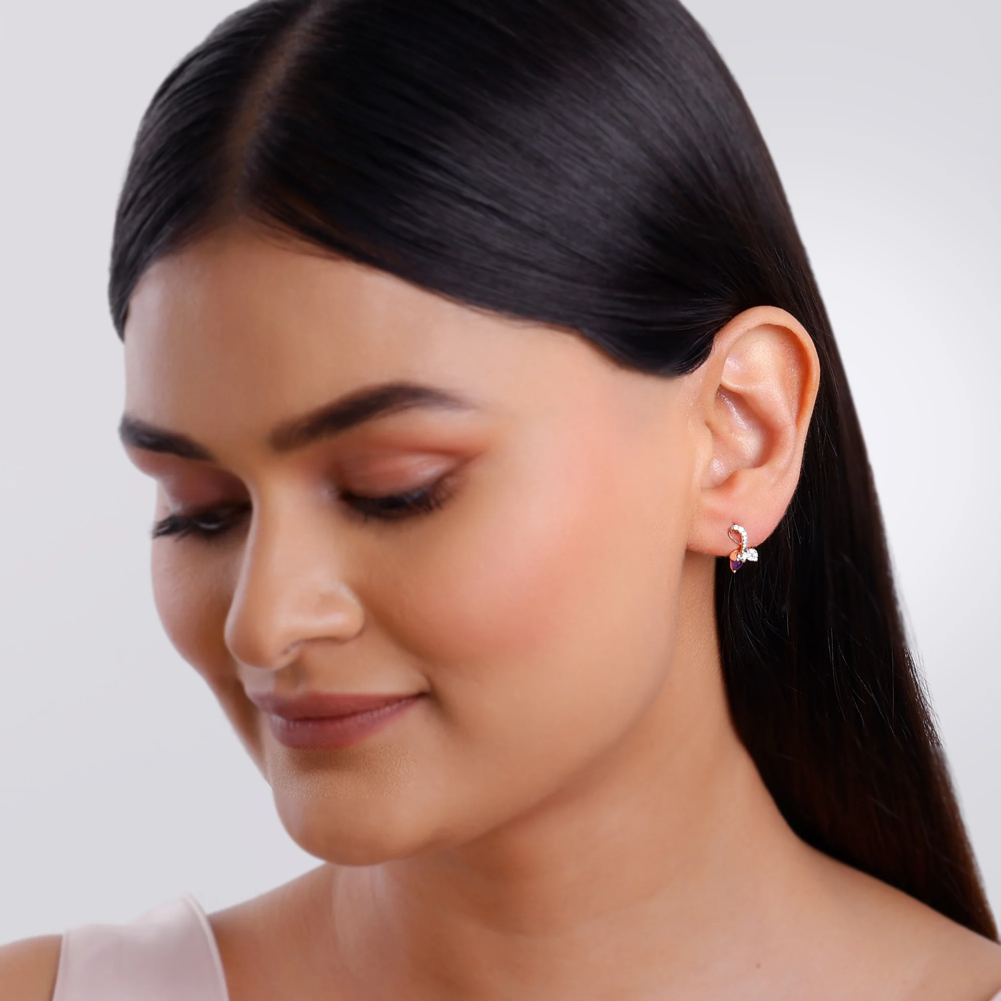 Rose Gold Gracious Tulip Lab Grown Diamond Earrings - Image 3