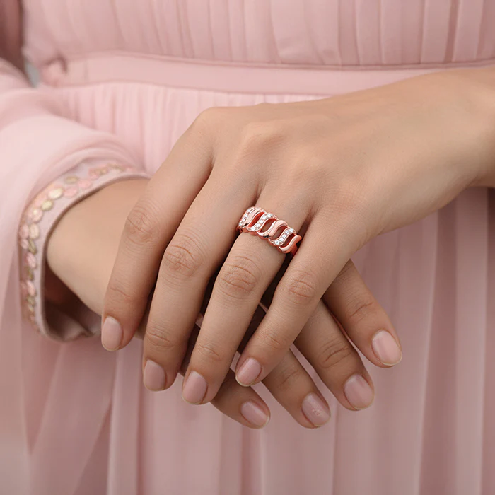 Rose Gold Gracious Wave Ring - Image 3