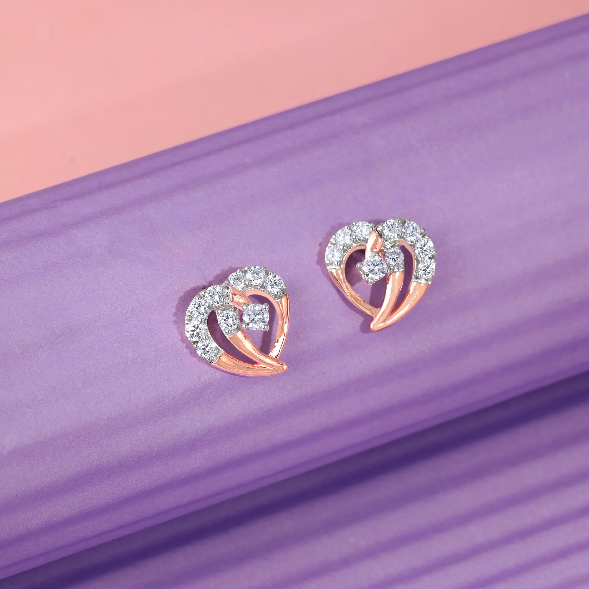 Rose Gold Happy Love Lab Grown Diamond Studs - Image 2
