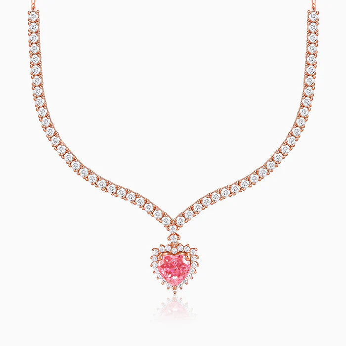 Rose Gold Heart Empress Necklace