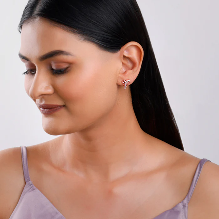 Rose Gold Heart Filigree Earrings - Image 3