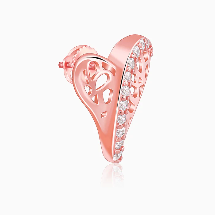 Rose Gold Heart Filigree Earrings - Image 4