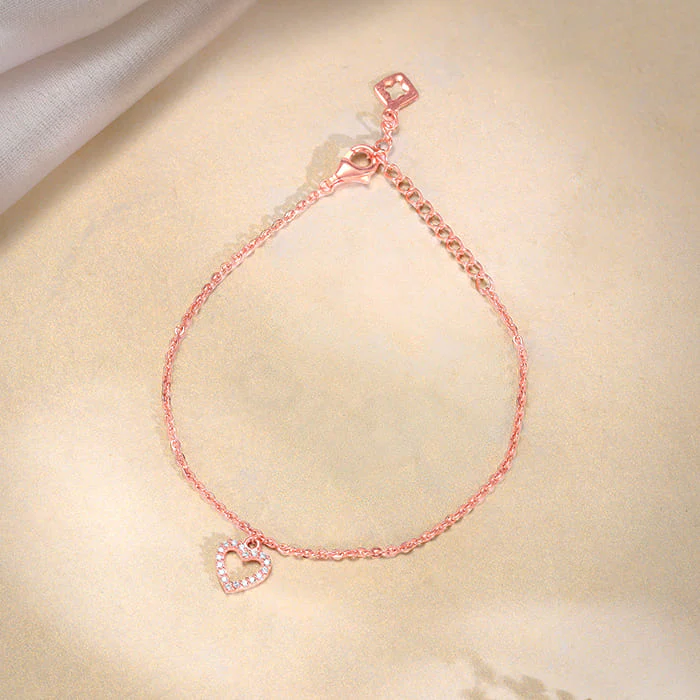 Rose Gold Heart Hooked Bracelet - Image 2