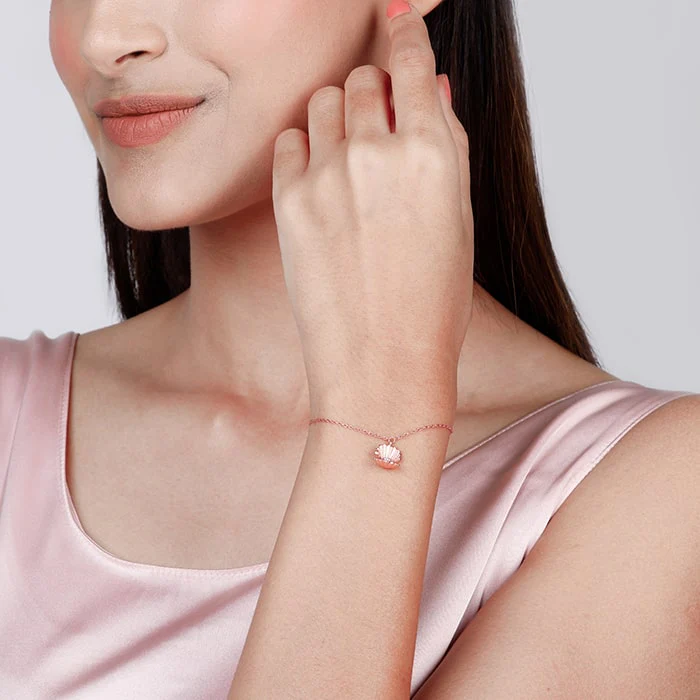 Rose Gold Heart in Seashell Bracelet - Image 3