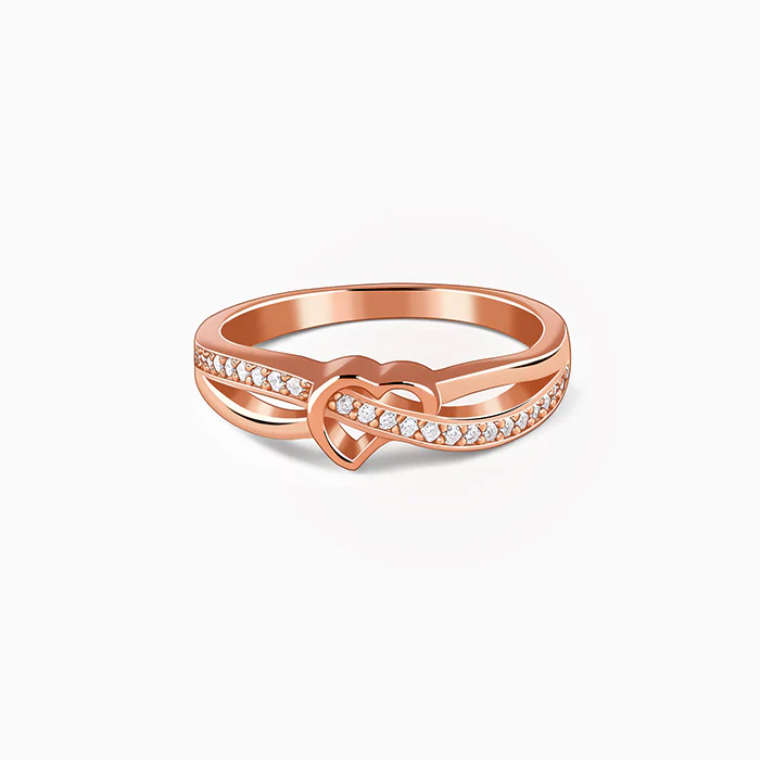 Rose Gold Heart Interlock Ring