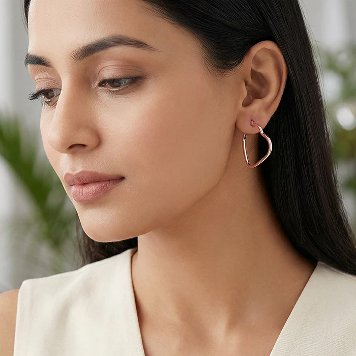 Rose Gold Heart It Hoop Earrings - Image 3