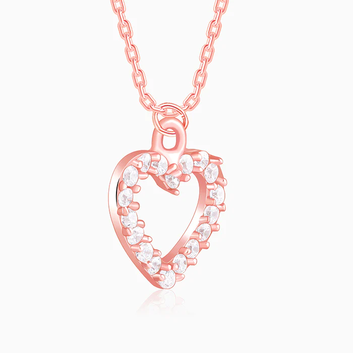 Rose Gold Heart Pendant With Link Chain - Image 4
