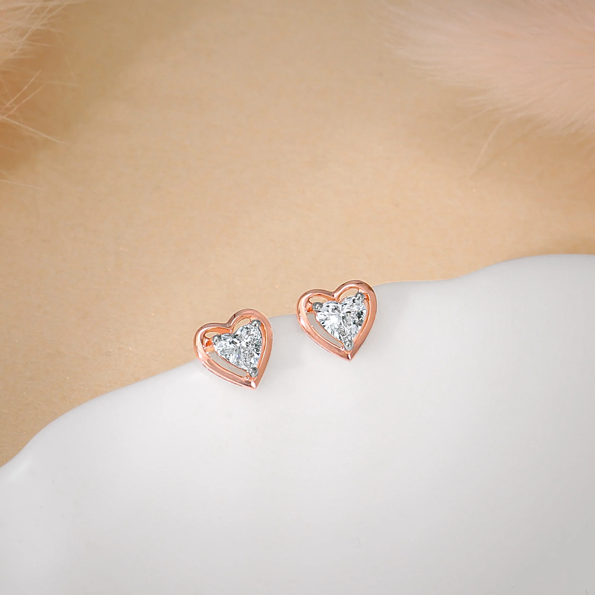 Rose Gold Heart Throb Lab Grown Diamond Earrings - Image 2