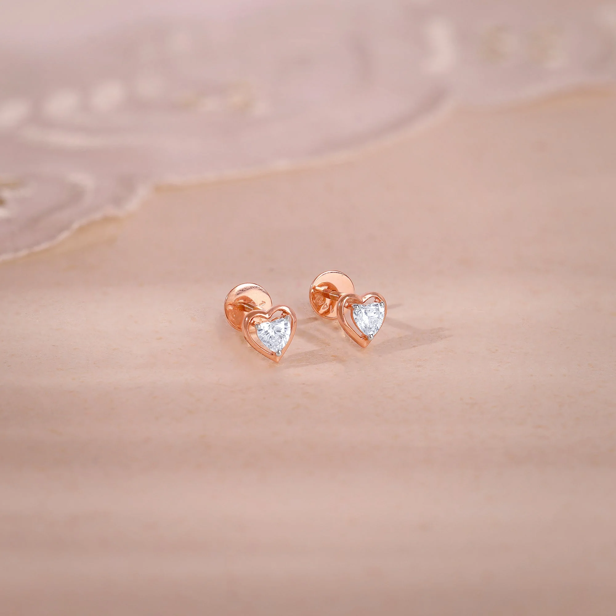Rose Gold Heart Throb Lab Grown Diamond Earrings - Image 2