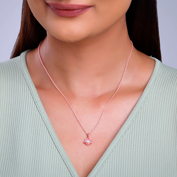 Rose Gold Heartlet Glow Pendant With Link Chain - Image 3