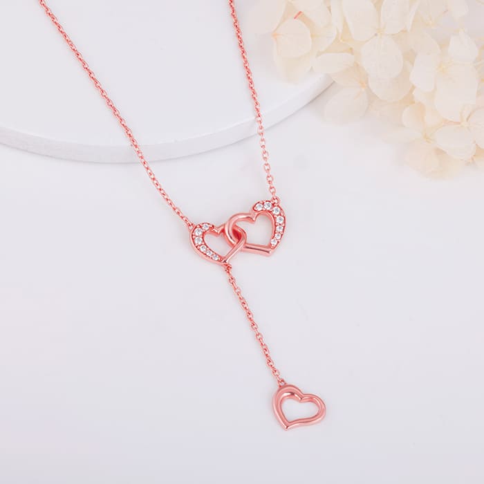 Rose Gold Hearts Dripping with Love Necklace - Image 2