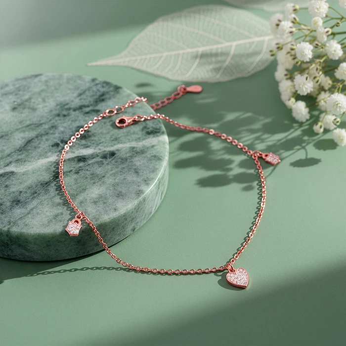 Rose Gold Hearty Anklet - Image 2