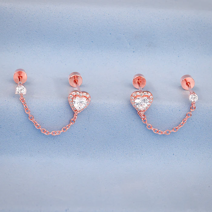 Rose Gold Hearty Ear Double Piercings - Image 2