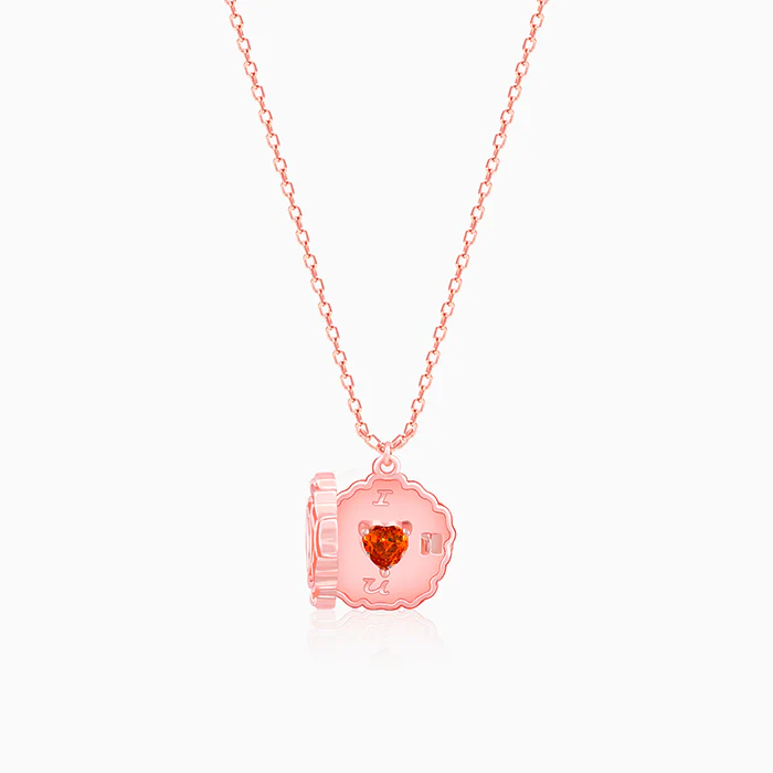 Rose Gold I Love You Floral Pendant With Link Chain - Image 2