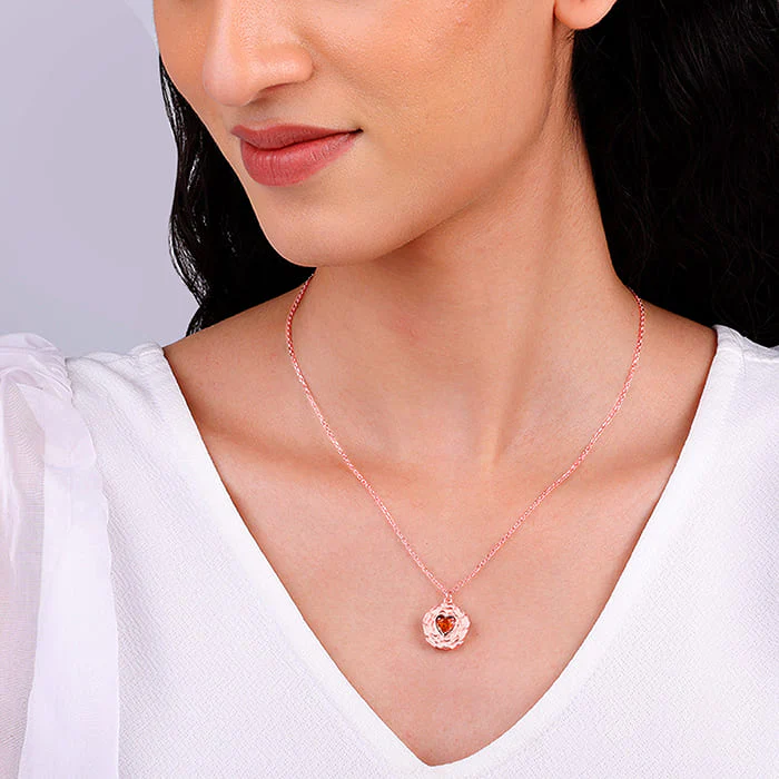 Rose Gold I Love You Floral Pendant With Link Chain - Image 5