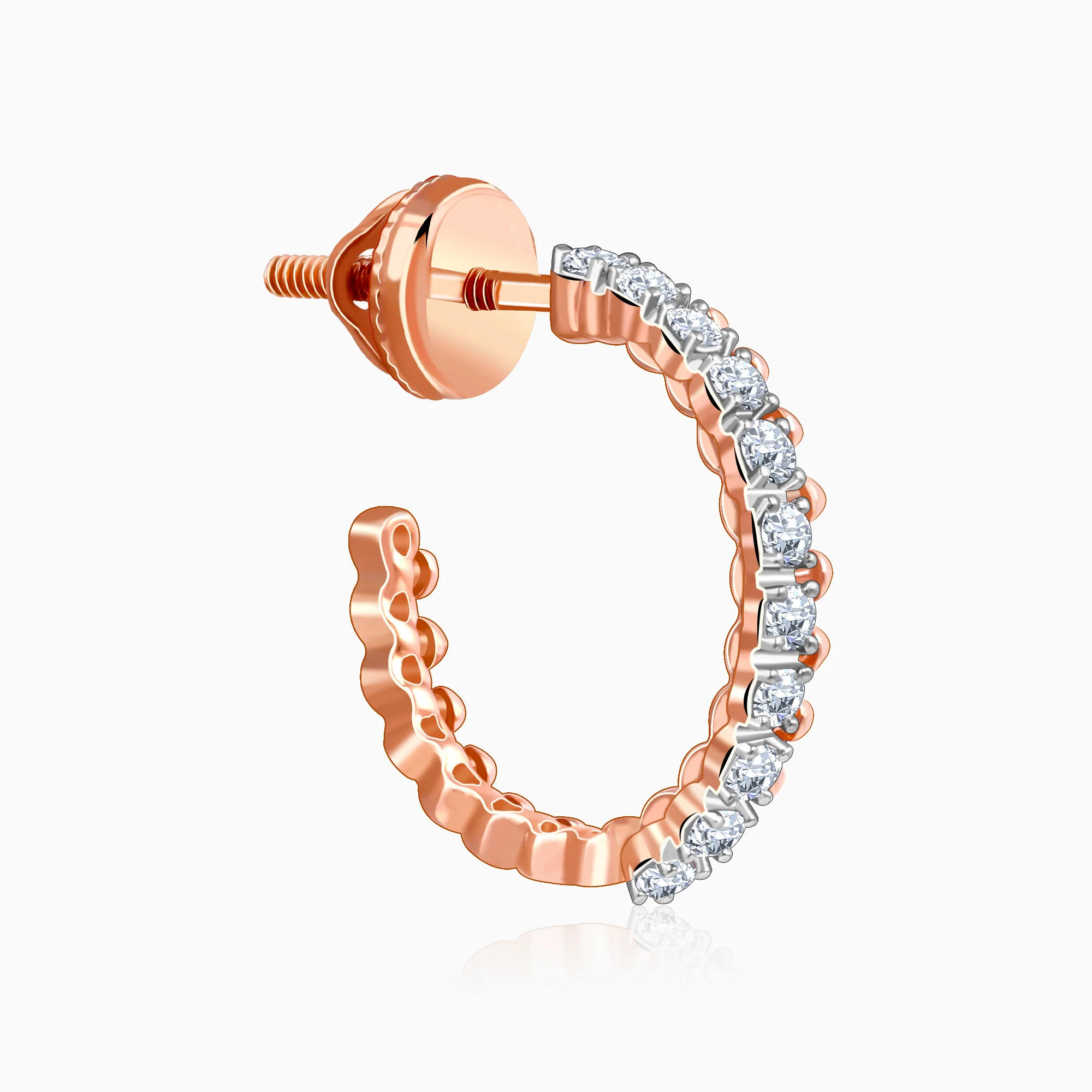 Rose Gold Iconic Hoop Lab Grown Diamond Earrings - Image 4