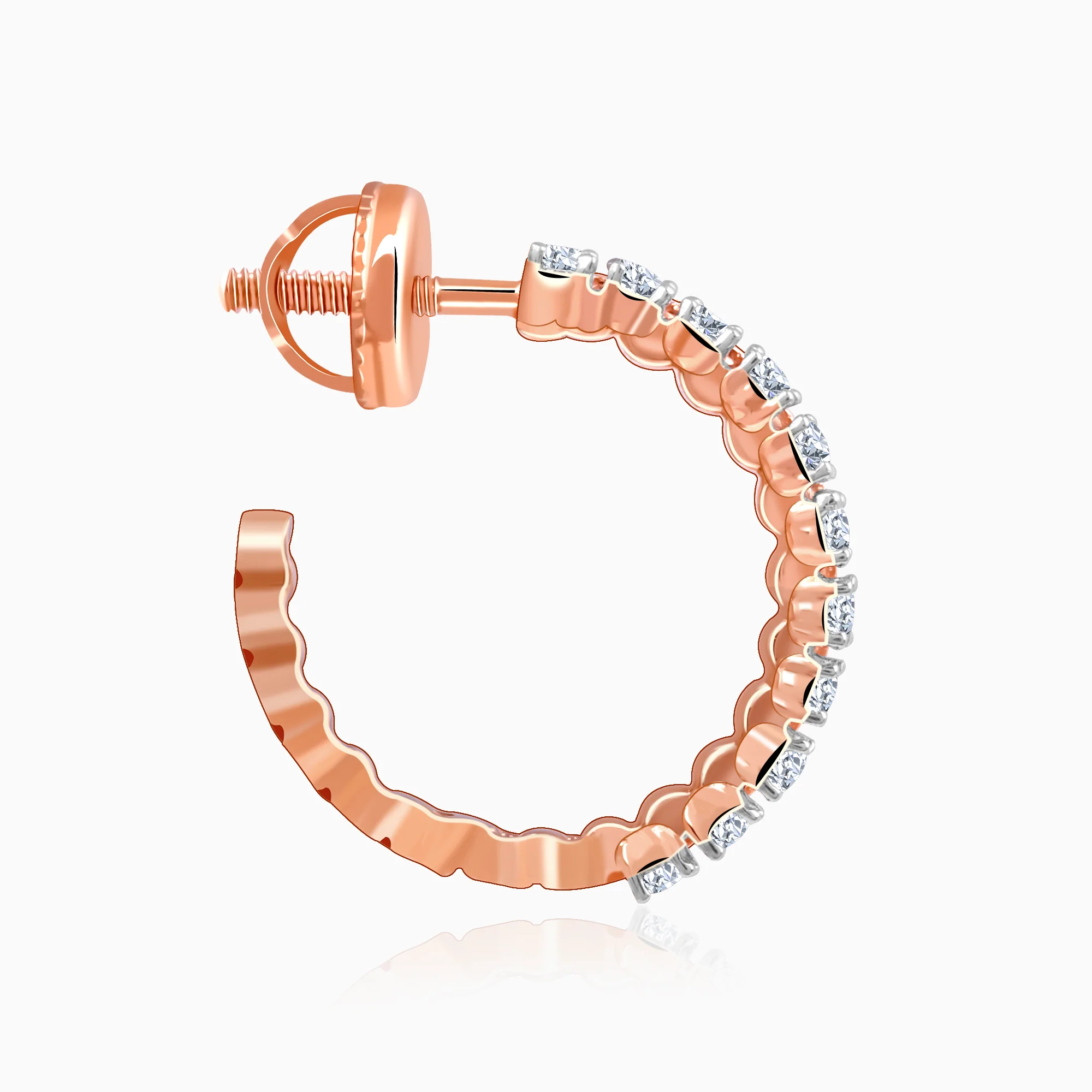 Rose Gold Iconic Hoop Lab Grown Diamond Earrings - Image 5
