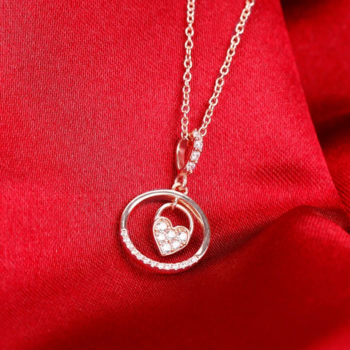 Rose Gold In The Circle of Your Love Pendant with Chain - Image 2