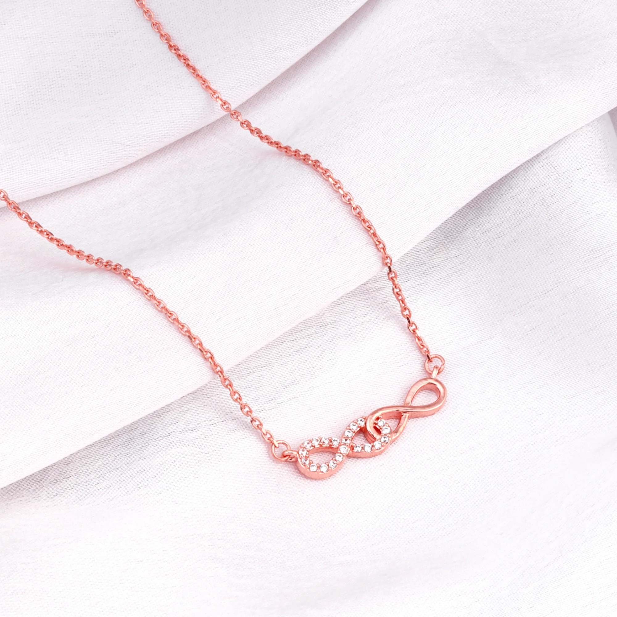 Rose Gold Double Infinity Love Necklace - Image 2