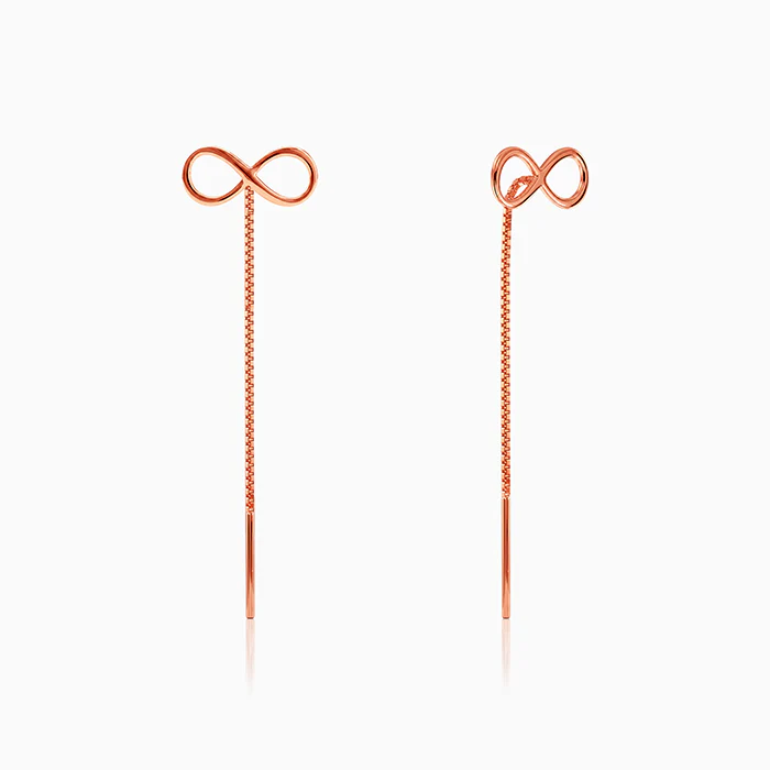 Rose Gold Infinite Threader Earrings
