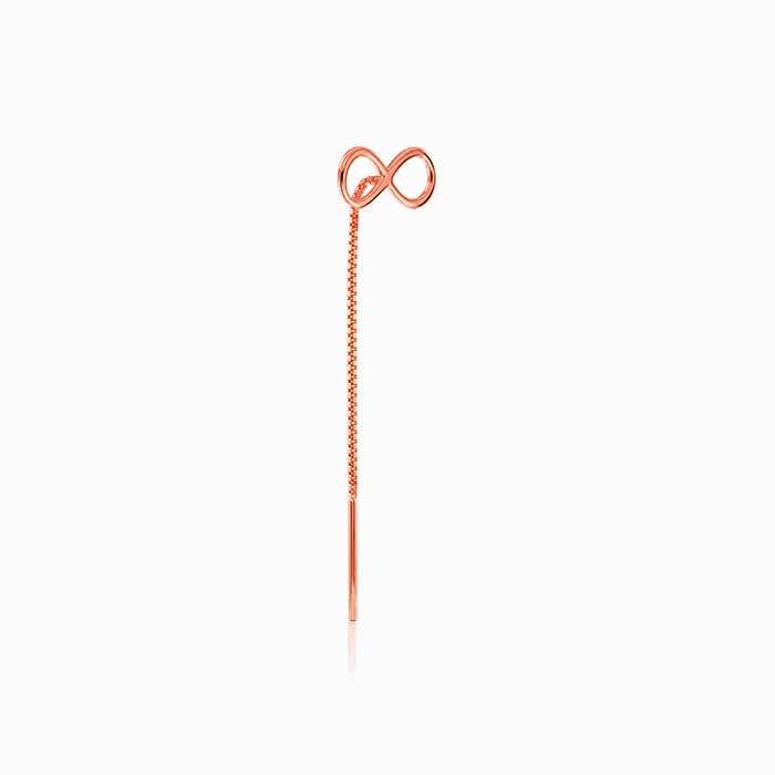 Rose Gold Infinite Threader Earrings - Image 4