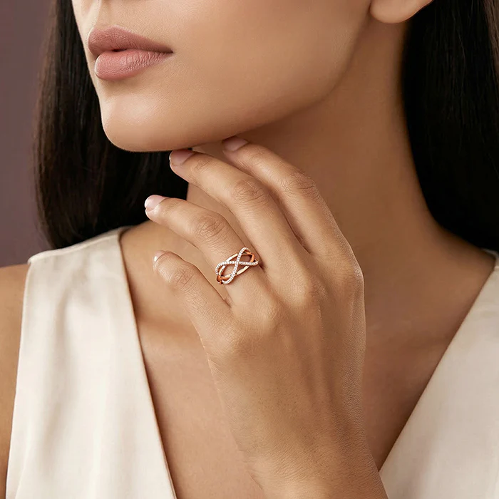 Rose Gold Infinity Bling Ring (Size 12) - Image 3