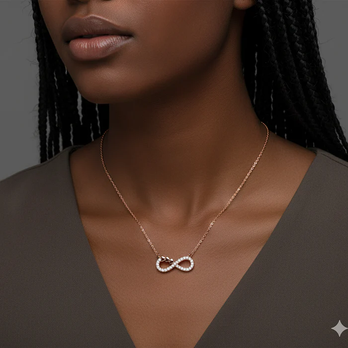 Rose Gold Infinity Heart Necklace - Image 4