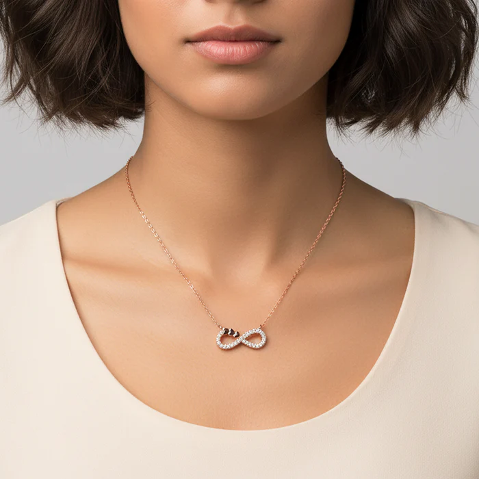 Rose Gold Infinity Heart Necklace - Image 5