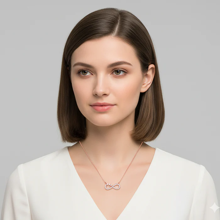 Rose Gold Infinity Heart Necklace - Image 7