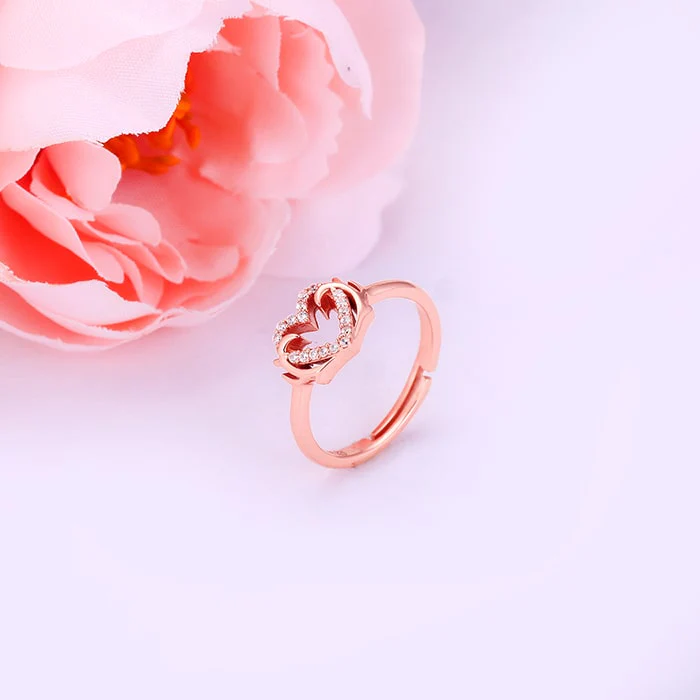 Rose Gold Intertwined In Love Ring - Image 4