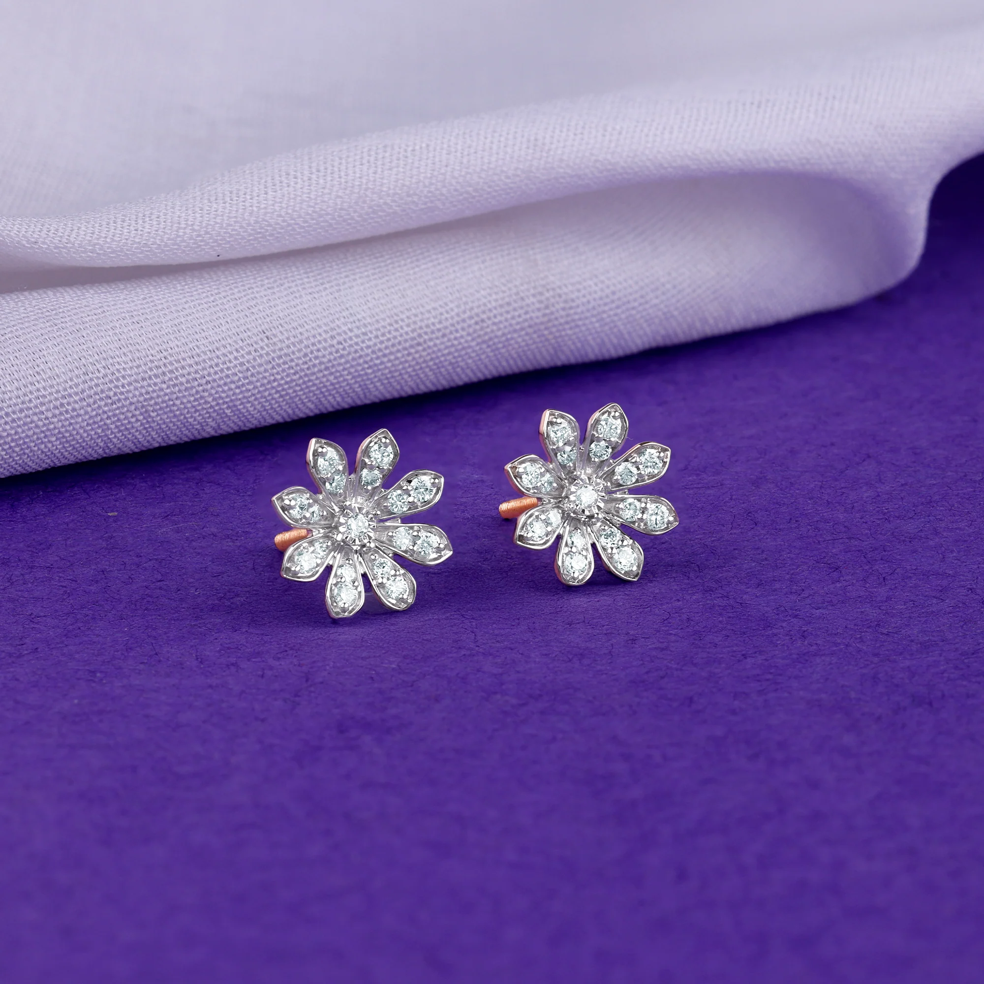 Rose Gold Jasmine Lab Grown Diamond Earrings - Image 2