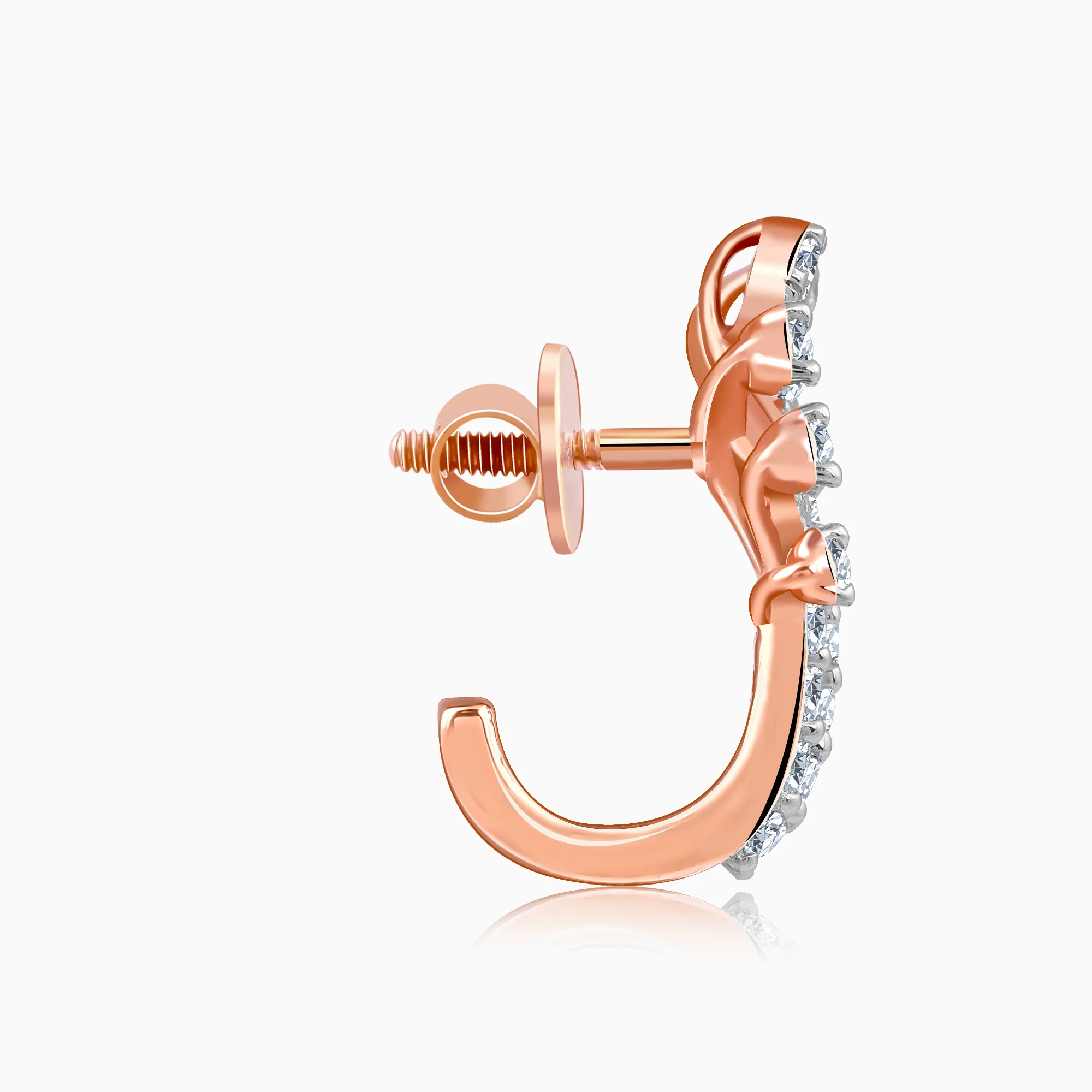 Rose Gold Juno J-hoop Lab Grown Diamond Earrings - Image 5