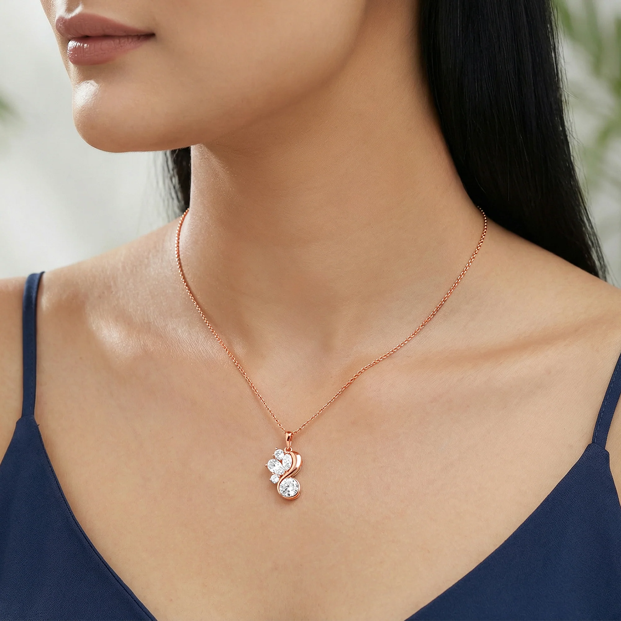 Rose Gold Dancing Queen Pendant With Link Chain - Image 2