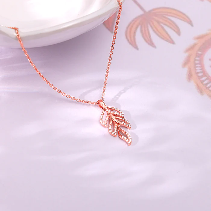 Rose Gold Komal Pankh Pendant With Link Chain - Image 2