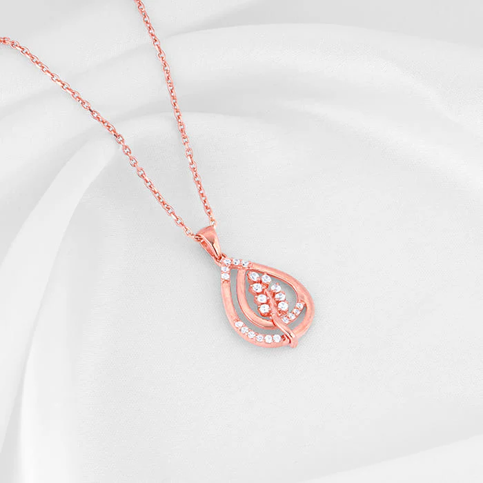 Rose Gold Leaf Ritz Pendant With Link Chain - Image 2