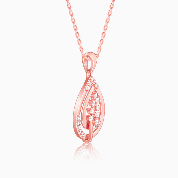 Rose Gold Leaf Ritz Pendant With Link Chain - Image 4