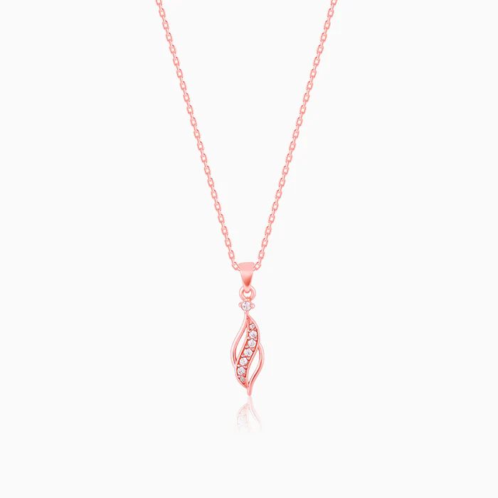 Rose Gold Leaflet Pendant With Link Chain