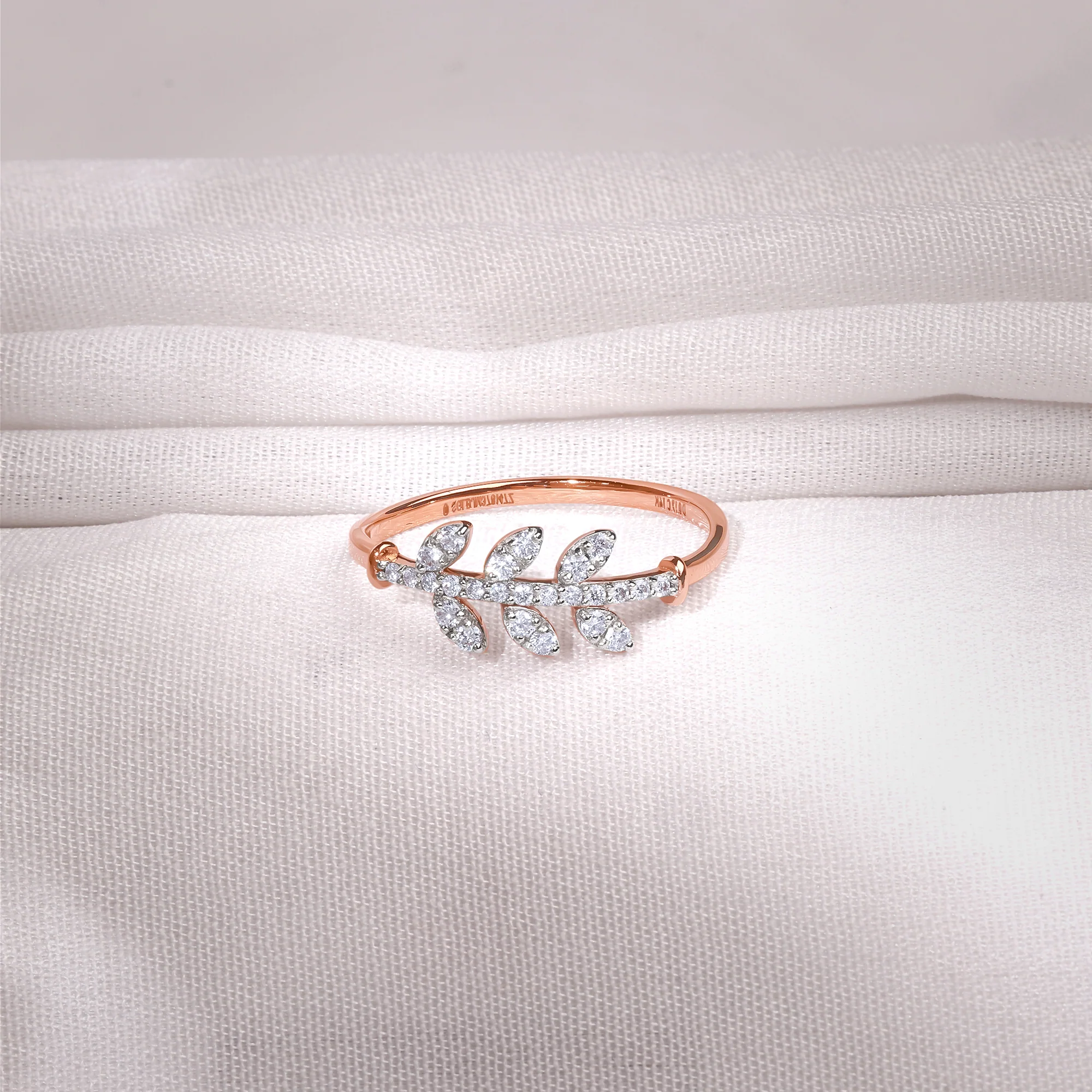 Rose Gold Leafline Lab Grown Dimond Ring - Image 2