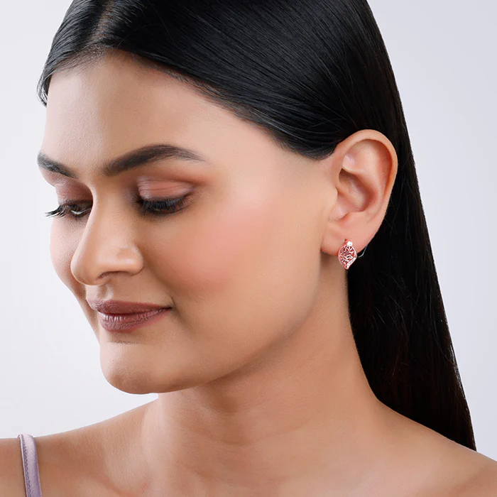 Rose Gold Leafy Filigree Earrings - Image 3